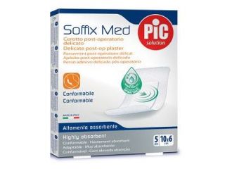 Cerotto pic soffix med in tnt con tampone centrale assorbente sterile monouso 10x6 cm antibatterico 5 pezzi